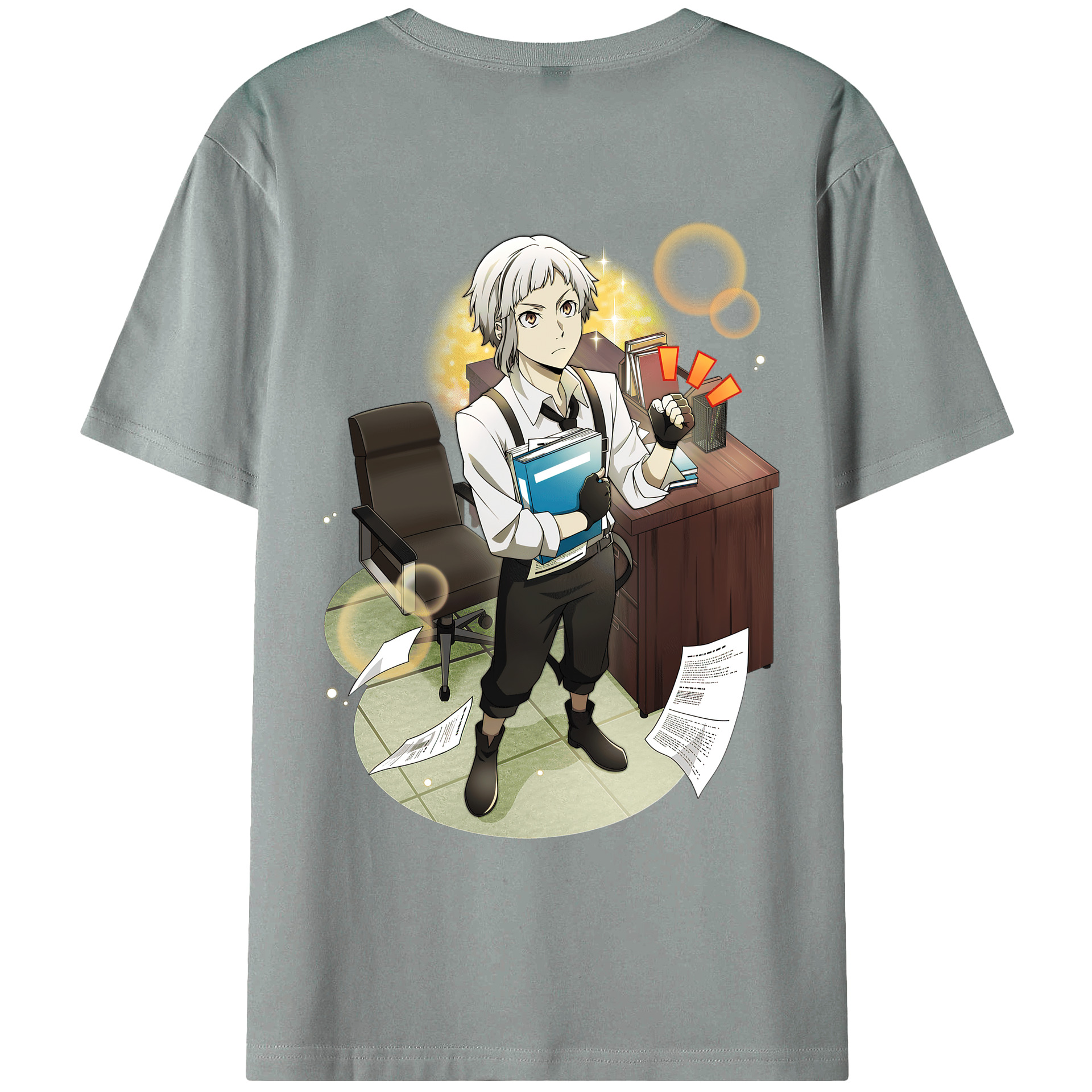 （画像用） 文豪ストレイドッグス Bungo Stray Dogs 綿100％ メンズ半袖Tシャツ（バックプリント） 通気性